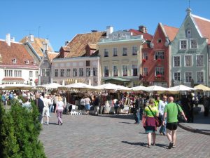 A_market_place_in_the_historical_old_town_of_Tallinn_Estonia