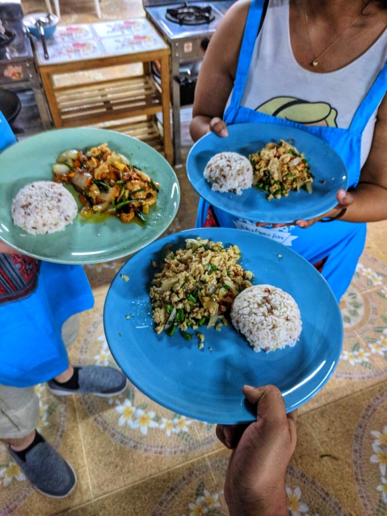 Delicious Thai basil stir fry and cashew stir fry at Mama Noi